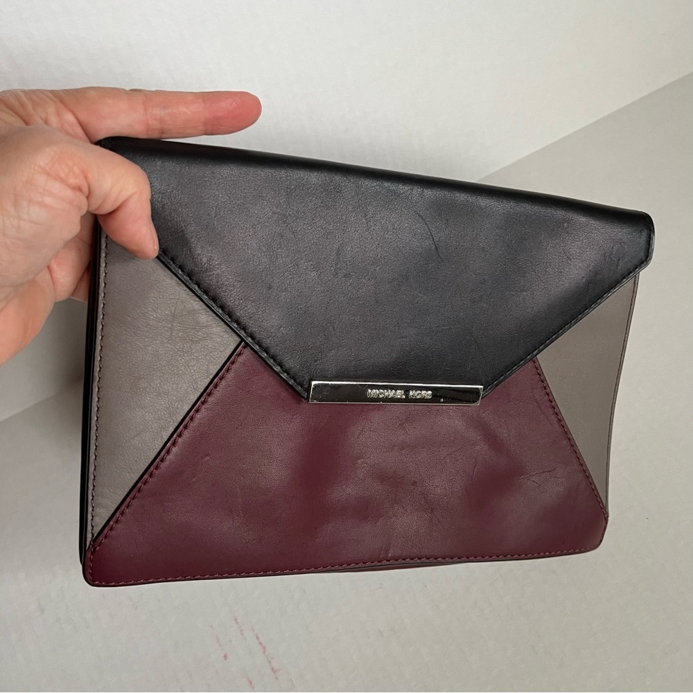 Michael Kors Lana Brown envelope clutch bag with chain strap